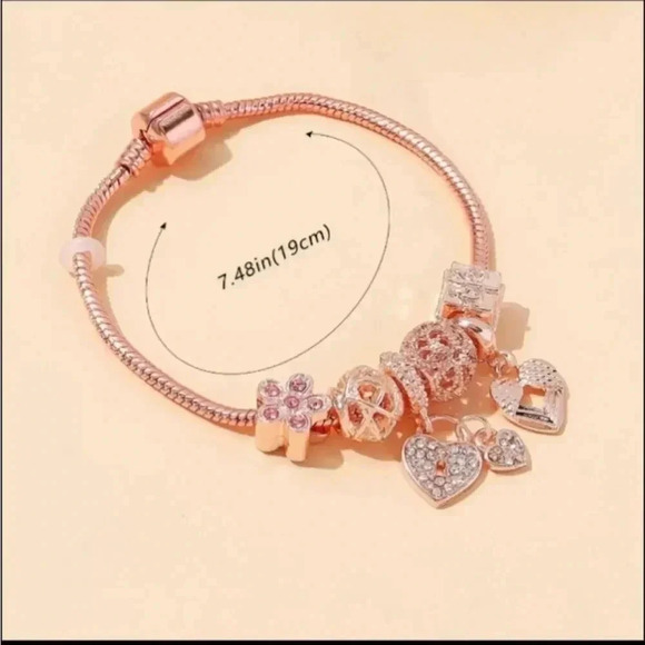 Vintage Minimalist Rhinestone Flower Peplum Beaded DIY Copper Bracelet 1pc. NWT. - Picture 2 of 4